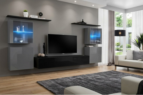 Moderne wandkast woonkamer wandplanken dressoir tv-standaard designer set 7-delig