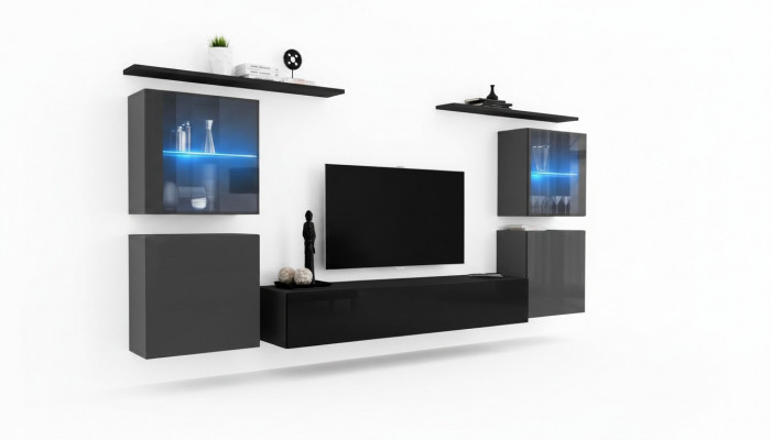 Moderne wandkast woonkamer wandplanken dressoir tv-standaard designer set 7-delig