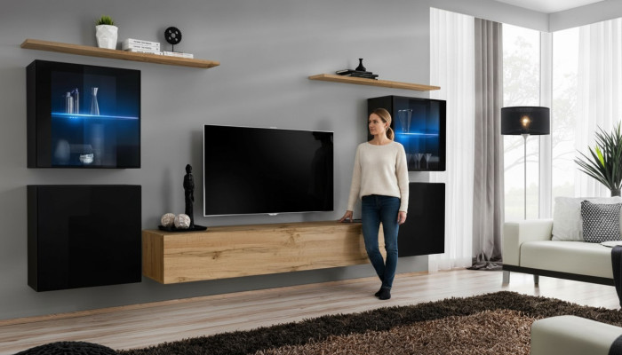 Woonkamer 4x wandkast woonkamer TV-standaard modern design set 7-delig nieuw.