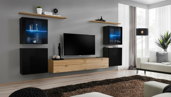 Woonkamer 4x wandkast woonkamer TV-standaard modern design set 7-delig nieuw.