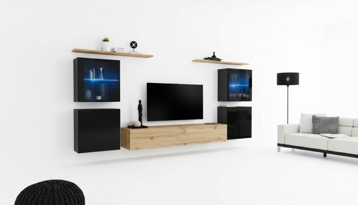 Woonkamer 4x wandkast woonkamer TV-standaard modern design set 7-delig nieuw.
