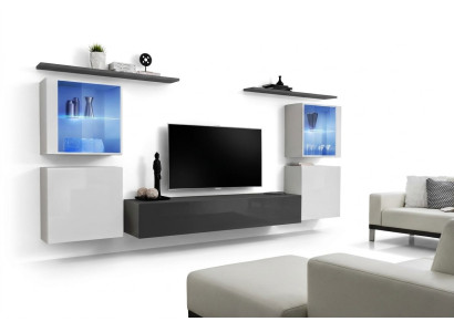 Set 7-delige woonwand Luxe dressoir TV-standaard lowboard wandplanken wandkast