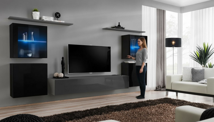 Woonkamerset 7-delig Designer Luxe Grijs Dressoir Woonwand Nieuw  Woonkamerset 7-delig Designer Luxe Grijs Dressoir Woonwand Nieuw
