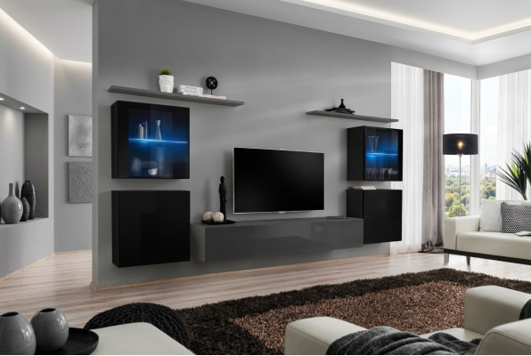 Woonkamerset 7-delig Designer Luxe Grijs Dressoir Woonwand Nieuw  Woonkamerset 7-delig Designer Luxe Grijs Dressoir Woonwand Nieuw