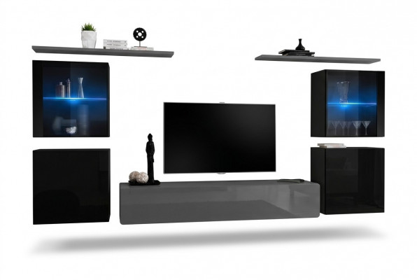 Woonkamerset 7-delig Designer Luxe Grijs Dressoir Woonwand Nieuw  Woonkamerset 7-delig Designer Luxe Grijs Dressoir Woonwand Nieuw