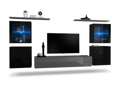 Woonkamerset 7-delig Designer Luxe Grijs Dressoir Woonwand Nieuw  Woonkamerset 7-delig Designer Luxe Grijs Dressoir Woonwand Nieuw