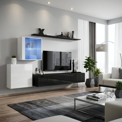 Wandmeubel 260cm RTV dressoir tv standaard Luxe woonkamer meubels Hout Zwart
