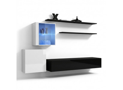Wandmeubel 260cm RTV dressoir tv standaard Luxe woonkamer meubels Hout Zwart