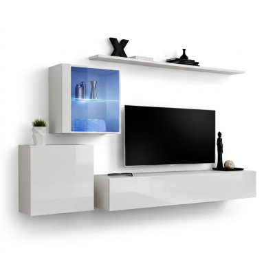 Volledige set woonwand tv-standaard hoogglans luxe dressoir wit nieuw ontwerp
