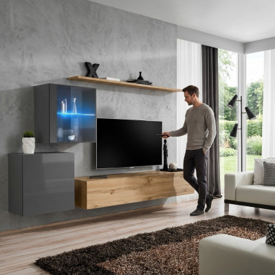 TV-standaard Luxe Designer Woonkamer Wandplank Hout Modern Interieur