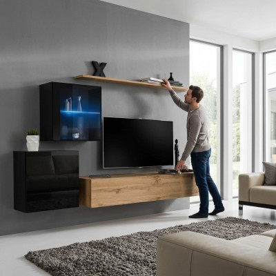 Hoogglans wandkast woonkamer design luxe set wandrek meubels.