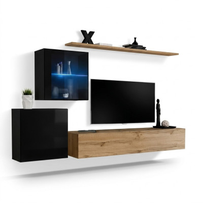 Hoogglans wandkast woonkamer design luxe set wandrek meubels.