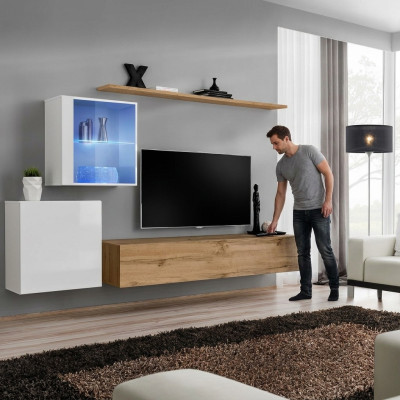 Wandmeubel 260 cm Luxe Wandkast Woonkamer meubels Planken Inrichting Modern