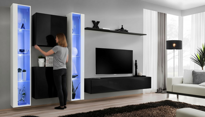 Woonkamer meubelontwerper Luxe tv-standaard, ontwerper wandplank compleet