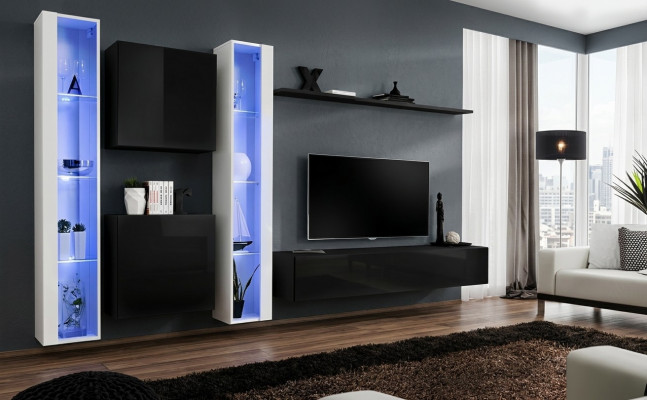 Woonkamer meubelontwerper Luxe tv-standaard, ontwerper wandplank compleet