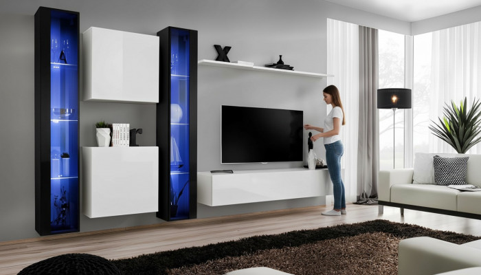 Groep woonwand Moderne muurrek Designer wandkast Luxe houten inrichting