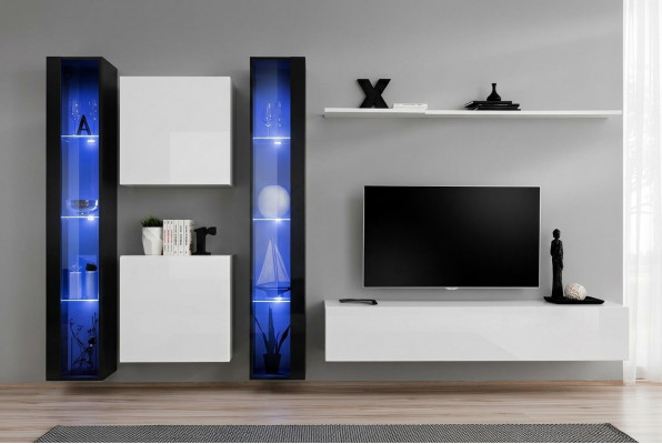 Groep woonwand Moderne muurrek Designer wandkast Luxe houten inrichting