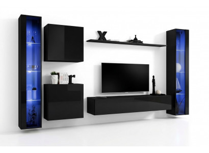 Woonkamerset ontwerpmeubilair 2x wandkast hangende vitrine inrichting