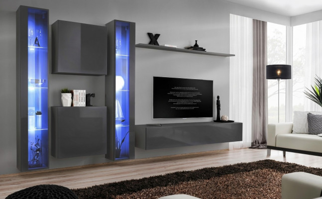 Luxe 2x hangende vitrine Nieuwe wandcombinatie 2x wandkast Compleet set wandplank Nieuw