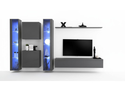 Luxe 2x hangende vitrine Nieuwe wandcombinatie 2x wandkast Compleet set wandplank Nieuw