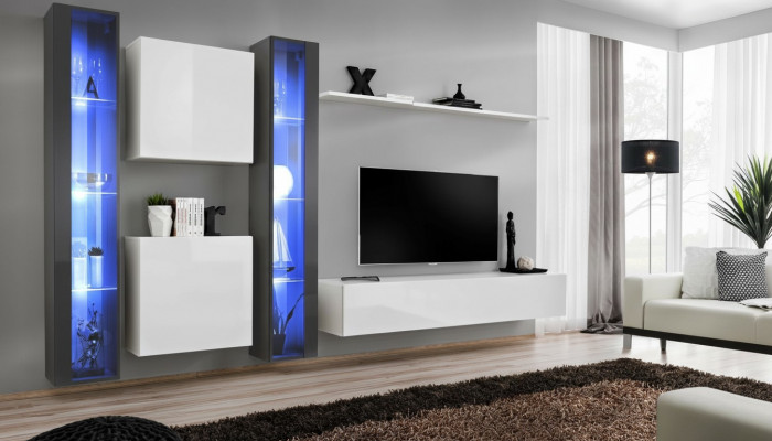 Wandmeubel Compleet Set 6-delig Hangende Vitrine Woonkamermeubilair Wandkast