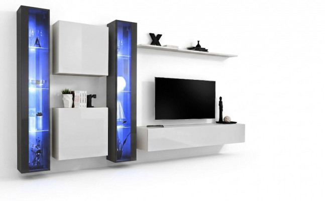 Wandmeubel Compleet Set 6-delig Hangende Vitrine Woonkamermeubilair Wandkast