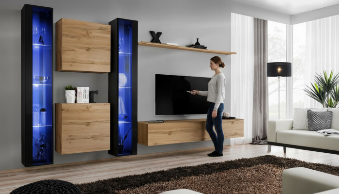Woonmeubels Compleet Woonkamerkast Kast Wandkast Set Hangvitrine Inrichting