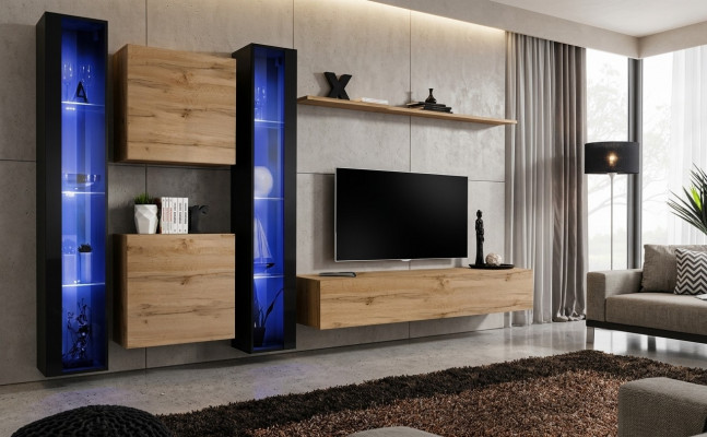 Woonmeubels Compleet Woonkamerkast Kast Wandkast Set Hangvitrine Inrichting
