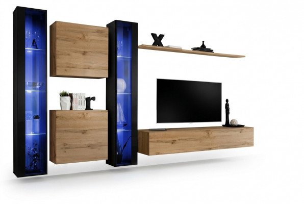 Woonmeubels Compleet Woonkamerkast Kast Wandkast Set Hangvitrine Inrichting