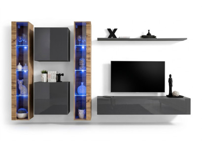 Luxe compleet set 6-delige woonkamer grijs tv-standaard wandkast dressoir modern