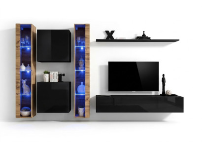 Wandmeubel Wandkast Modern Design TV-standaard Zwart Woonkamer meubilair Compleet.