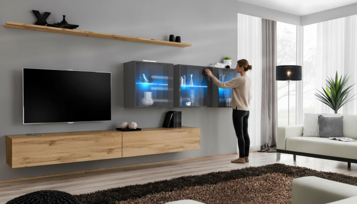 Compleet 7-delige woonkamer set 340cm tv-standaard dressoir wandkast luxe inrichting