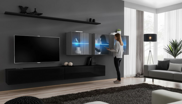 Woonkamer set 7-delig Modern woonkamer meubilair TV-standaard Design muur planken Compleet