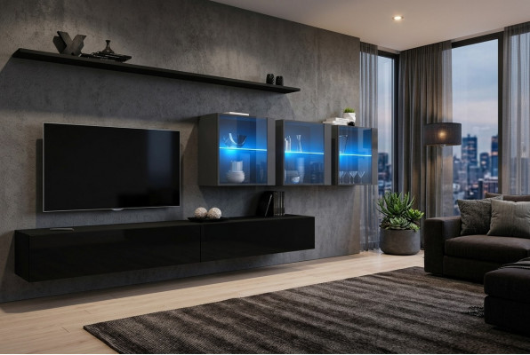 Woonkamer set 7-delig Modern woonkamer meubilair TV-standaard Design muur planken Compleet