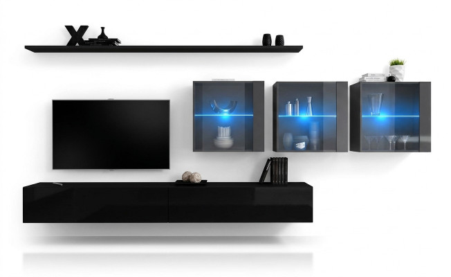 Woonkamer set 7-delig Modern woonkamer meubilair TV-standaard Design muur planken Compleet