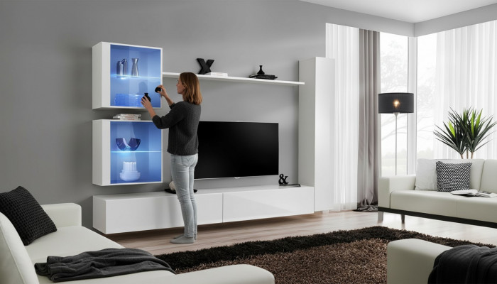 Wit woonwand luxe wandkast compleet dressoir tv-standaard modern ontwerp