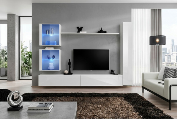 Wit woonwand luxe wandkast compleet dressoir tv-standaard modern ontwerp