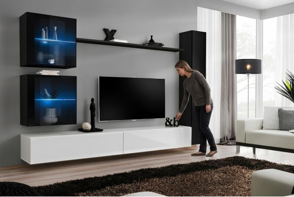 Wandmeubel Set 6-delig Luxe Inrichting Woonkamer Designer TV-stand Wandkast
