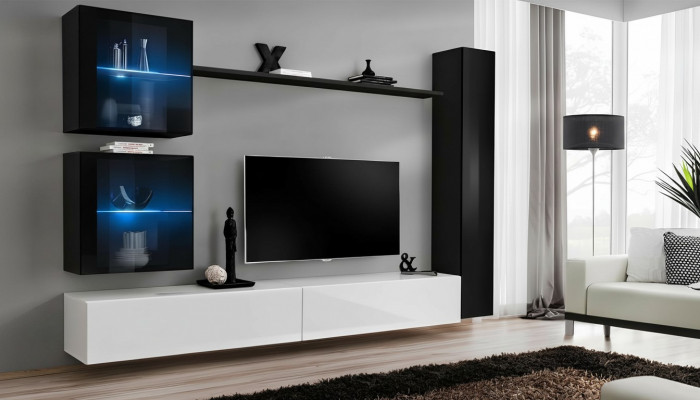 Wandmeubel Set 6-delig Luxe Inrichting Woonkamer Designer TV-stand Wandkast