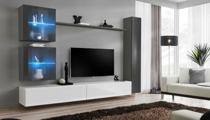 Ontwerper wandmeubel moderne tv-standaard woonmeubels grijs inrichting dressoir