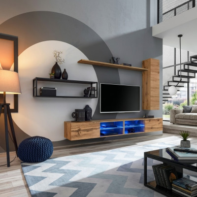 Bruine Luxe Nieuwe Woonwand Set Woonkamermeubelen Inrichting Wandschrank Wandrek