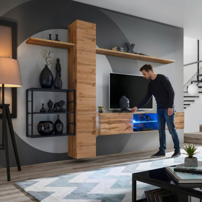 Luxe wandkast meubels inrichting woonkamer meubels bruin 3x wandplanken