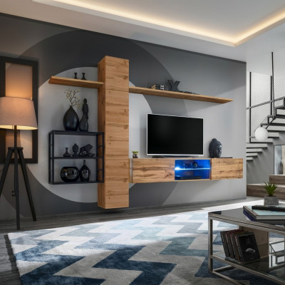 Luxe wandkast meubels inrichting woonkamer meubels bruin 3x wandplanken
