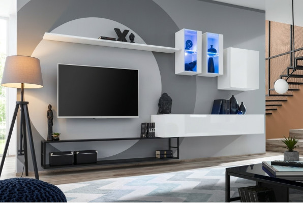 Complete woonkamerwand ontwerper luxe woonkamermeubels Wit tv-standaard dressoir.