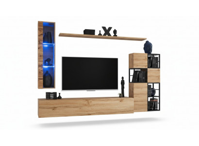 Houten meubels Bruin Design wandmeubel Tv-standaard Inrichting Woonkamermeubels Set
