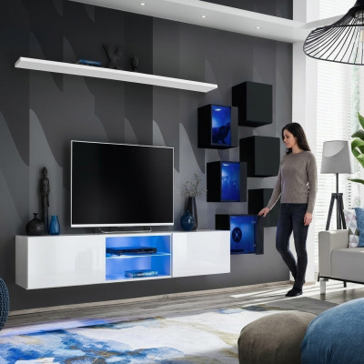 Garnituur Set Woonkamer 6x Wandkast Wandplanken Dressoir Houten meubels Nieuw