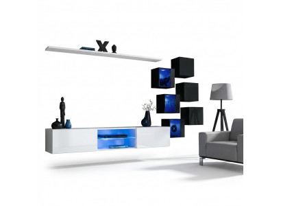 Garnituur Set Woonkamer 6x Wandkast Wandplanken Dressoir Houten meubels Nieuw