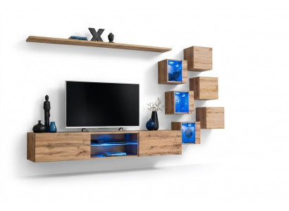 Bruine woonwand woonkamer meubels wandkast luxe set nieuw houten meubels.