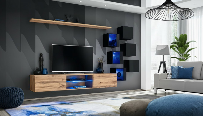 Wandmeubel Bruin Planken Dressoir Wandkast Luxe Nieuw TV-standaard Houten meubels