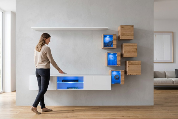 Nieuwe complete set van 8 stuks wandkast luxe dressoir tv-standaard wandplanken